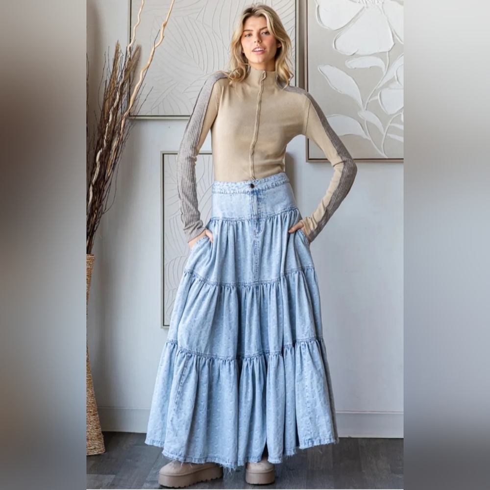 #1169 Oli & Hali Seabloom Tiered Denim Maxi
